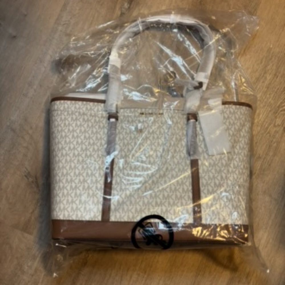Michael Kors Cream and Brown Signature Tote